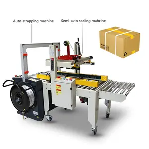 Factory Supply Semi-automatic Carton Closing Sealer Machines Corrugated Box Strapping Machine Line