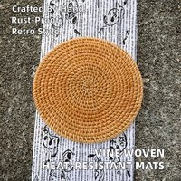 Sous-plats faits main en rotin tressé vintage, isolants et résistants à la chaleur, pour la maison, solides, pour table à manger, assiettes, tasses et porte-théière, pour le sable