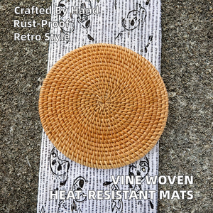 Manteles Individuales Hechos a Mano de Mimbre Vintage, Resistentes al Calor, para Mesa de Comedor, Portavasos, Porta Teteras para Arena - Product Image 2
