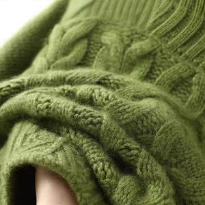 OEM Lässiger Damen Winterpullover mit Individuellem Logo, Gestrickter Rollkragenpullover mit Langen Ärmeln und Atmungsaktivem Zopfmuster - Product Image 6