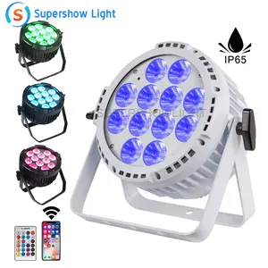 12x18w Rechargeable rgbwauv 6 in 1 led par waterproof Slim Flat ip65 battery powered DMX led par can light for outdoor event