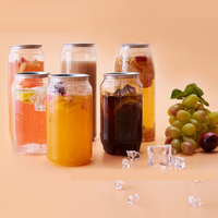 Canette à Boissons en PET Transparent de Haute Qualité 250ml 330ml 500ml 550ml 650ml, Pot à Boissons Gazeuses Personnalisé en Plastique Transparent, Vente en Gros
