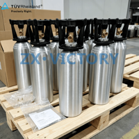 Многоразовая алюминиевая баллонная емкость ZX для CO2, TPED 0.6L 2L 4L AA6061 CGA320, пищевая, для газированных напитков, оптовый заказ OEM