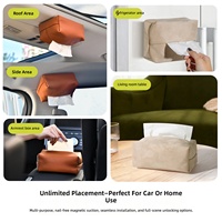 Boîte à mouchoirs de voiture style daim, fixation magnétique pour console centrale, accessoire intérieur
