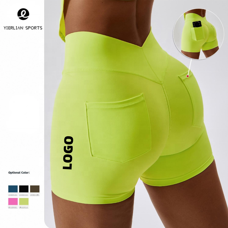 Women's Hot Plus Size High Waist Workout Fitness Casual Yoga Shorts With Butt Scrunch and Back Phone Pockets
