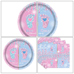 2024 baptême sexe révéler fête fournitures décorations de fête bébé douche <span class=keywords><strong>vaisselle</strong></span> <span class=keywords><strong>jetable</strong></span> ensemble pour les entreprises - Product Image 4