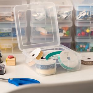 Merryart Square Mini Clear Plastic Organizer Storage Box Small Containers With Hinged Lids For Small Items Craft Projects