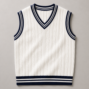 Gilet <span class=keywords><strong>pull</strong></span> <span class=keywords><strong>sans</strong></span> manches <span class=keywords><strong>en</strong></span> tricot jacquard rayé à col <span class=keywords><strong>en</strong></span> <span class=keywords><strong>V</strong></span> pour homme, <span class=keywords><strong>v</strong></span>êtement personnalisé - Product Image 1