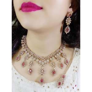 Premium Quality Star Cut CZ Necklace <b>Set</b> In Mehendi Polish AD <b>Jewellery</b> Luxury Necklace <b>Set</b> For Party Wear Weddings - Product Image 6