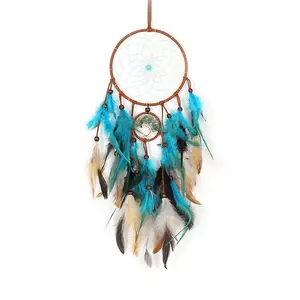 Dream Catcher Crystal Stone Green Chip Gemstones Tree Of Life Dream Catchers Mobile LED Fairy Lights Netfor Wall Hanging Decor