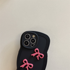 Custodia per telefono con bordo ondulato, elegante, 3D, con fiocco a nastro, per <span class=keywords><strong>iPhone</strong></span> 17 16 15 14 13 <span class=keywords><strong>12</strong></span> <span class=keywords><strong>Pro</strong></span> Max, in TPU morbido, <span class=keywords><strong>protettiva</strong></span> - Product Image 3