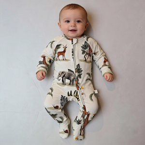 Pakaian Bayi Desain Khusus Little Little Class, Piyama Resleting Bermotif, Pakaian Bambu Super Lembut, Romper Bermotif Seluruh Badan - Product Image 1