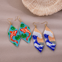 Pendientes de Bisutería de Moda con Cuentas Miyuki de Estilo Bohemio, Hechos a Mano con Patrones Naturales, para Mujer, MOQ Bajo