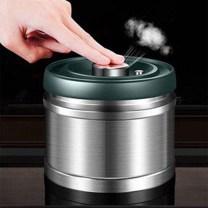 ภาชนะเก็บอาหารสุญญากาศสแตนเลส 304 ฝาปิดแบบพลิกทรงกระบอก กล่องเก็บอาหารแห้งในครัวเรือน - Product Image 2