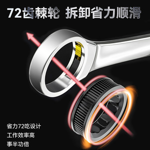 Industrial Grade Double-ended Adjustable Ratchet Wrench 32mm Metric Forged Steel Plated Dual-purpose Tool - Product Image 3