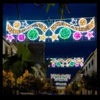 Extérieur Commercial IP65 Suspendu Décoration De Vacances De Noël LED Boule Cloche Motif Lumières pour Cross Street Décorations
