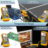 Termómetro de Sonda Bimetálica Tipo Contacto para Fabricantes, Termómetro Digital LED de Doble Canal con Pantalla, Medidor de Temperatura Tipo K