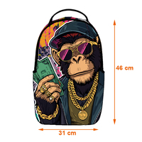 Sac à dos imprimé Cool Monkey, sac à dos de sublimation, sac à dos streetwear urbain, sac pour ordinateur portable, pour voyage, école, promenade en ville, sac à dos de jour