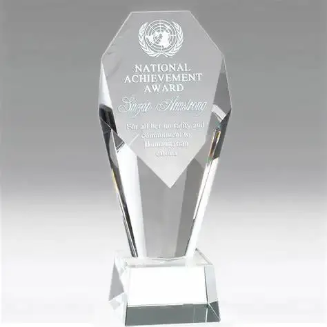 Groothandel Blanco Kristal Award Trofee Handgemaakte Aangepaste Logo Plaquette Crystal Columm Kampioen Trofee Glas Award Trofee