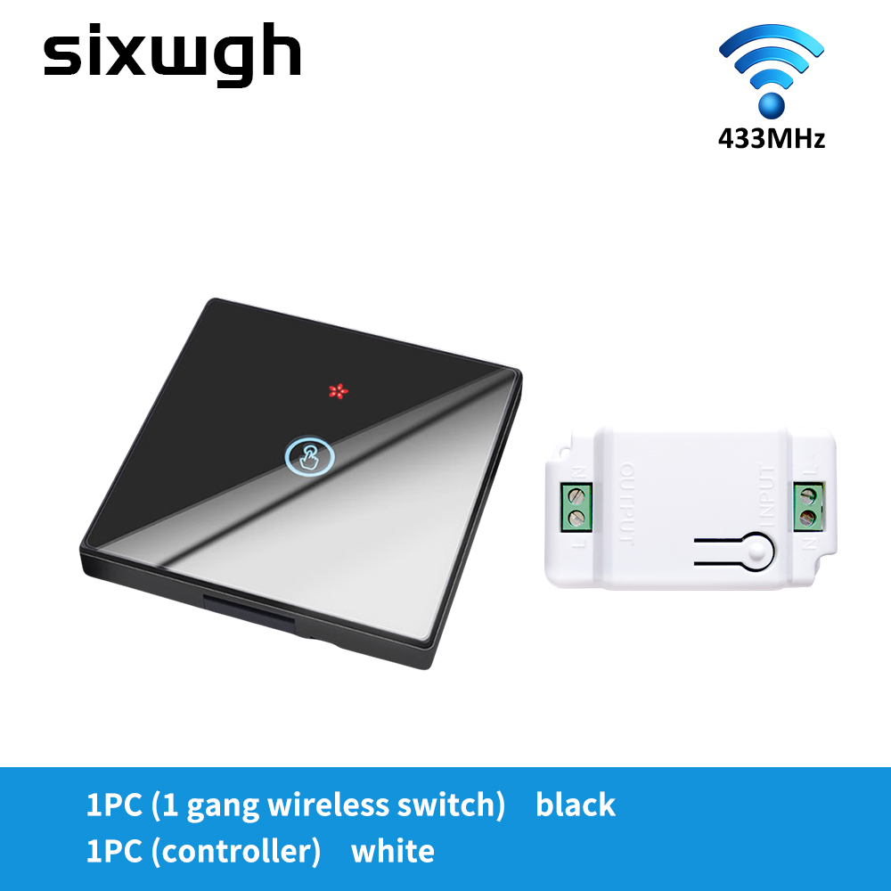 Wireless Touch Wall Switches Sets RF433 1gang Luxury Glass Panel Remote Control Switch