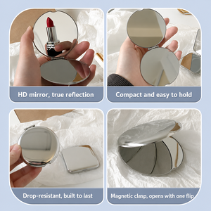 Personalized Customized Stainless Steel Makeup <strong>Mirror</strong> Portable Round Square Folded <strong>Compact</strong> <strong>Mirrors</strong> Silver Pocket <strong>Mirror</strong> - Product Image 4