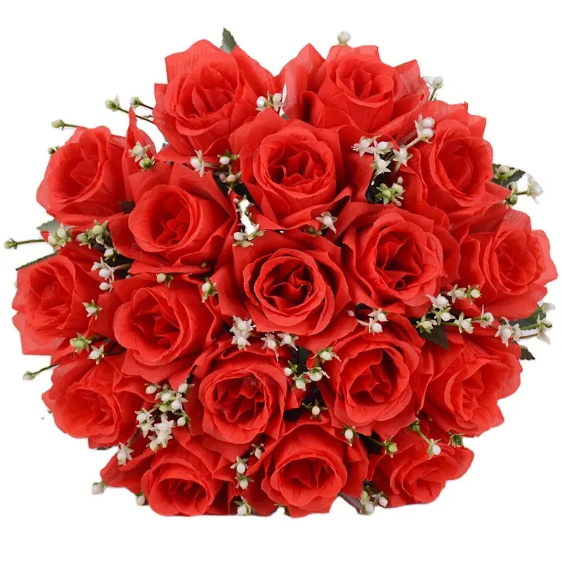 ดอกไม้ประดิษฐ์ช่อดอกไม้ผ้าไหมงานแต่งงานห้องนั่งเล่นถือดอกไม้ของขวัญวาเลนไทน์