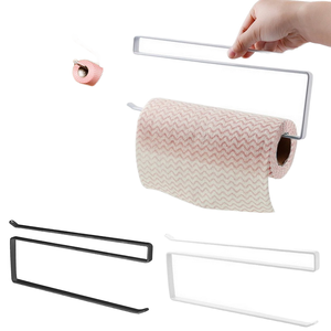 Estante no plegable de pared de hierro metálico moderno y respetuoso con el medio ambiente para almacenamiento de pañuelos en cocina con estante colgante - Product Image 1