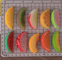 Groothandel Realistische Hars Fruitplakjes Platte Achterkant Cabochon Kawaii Miniatuur Watermeloen Kiwi Sinaasappel voor DIY knutselbenodigdheden
