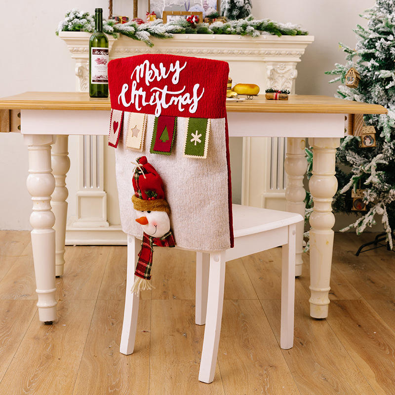 Linen three-dimensional chair cover snowman