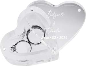 Boîte à bagues transparente en forme de cœur personnalisée Boîte à bagues pour cérémonie de mariage Proposition de fiançailles - Product Image 1