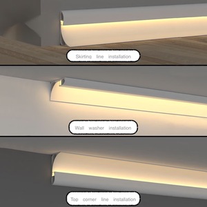 Nessun profilo in alluminio a led scanalato per luce posteriore, linea di battiscopa ad angolo superiore luce di lavaggio a parete decorazione della casa a soffitto - Product Image 5