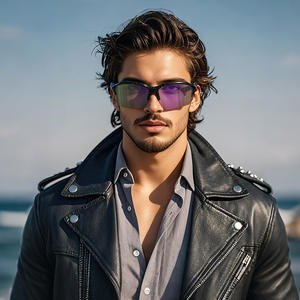 夜間視力対応偏光サングラス アウトドアアクティビティ用 リムレスフレーム PCレンズ - メンズ パンク スポーツ ランニング ドライブ サイクリング - Product Image 2