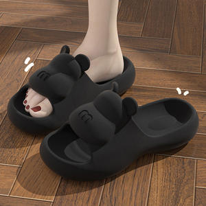 Fashionable Flip Flops Anti Odor Open Toe Knit Upper PVC Outsole Lightweight Cushioned Eco-Friendly Indoor <b>Slippers</b> All Seasons - Product Image 4