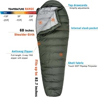 Saco de Dormir Tipo Momia con Relleno de Plumón de Pato 600 Fill, Construcción con Bafles Laterales, Fácil de Empacar, Resistente al Agua, para Aventura y Montañismo