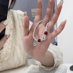 S925 Sterling Silver Chinese Style <b>Red</b> Cinnabar <b>Bracelet</b> With Health Charm For Women Fashion Jewelry Gift - Product Image 1