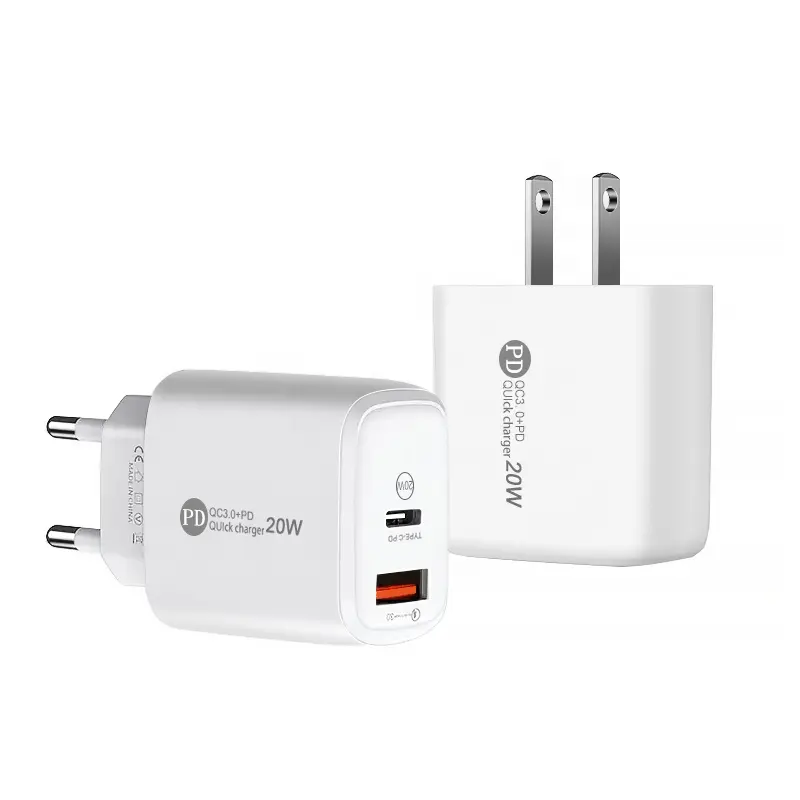 1 double port usb pour iPhone 14 15 Adaptateur PD 20W brique USBC QC 3.0 Chargeur rapide EU US Plug Wall Charger A + C Pour samsung