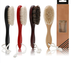 Blaireau de rasage en crin de cheval doux et naturel pour hommes, brosse de toilettage pour barbe avec manche <span class=keywords><strong>suspendu</strong></span> en <span class=keywords><strong>bois</strong></span> - Product Image 2