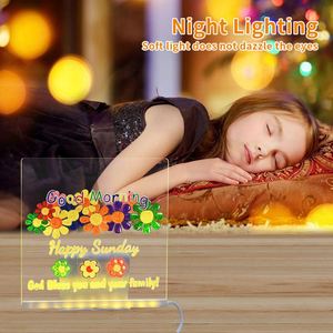 OEM Factory <b>LED</b> Glow Memo Note Board with Pens Square Acrylic Message Board for Kids Warm White <b>Light</b> <b>Plug</b>-<b>In</b> Power for Home Use - Product Image 5