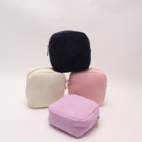 Winter Lente Corduroy Cosmetische Tas Vrouwen Mannen 4 Maten Make-Up Organizer Schattige Patch Diy Reizen Toilettas Corduroy Make-Up Tas