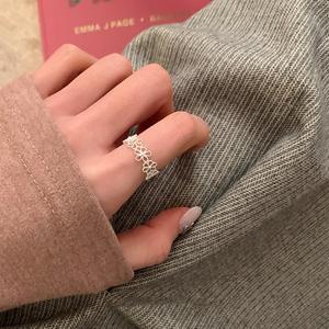 Bague en argent pur S925, inspirée des filles douces japonaises, avec fleur creuse, ouverture, douce et élégante, petite bague fraîche pour l'index - Product Image 4