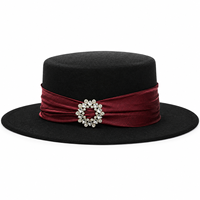 Chapeau Fedora en gros, personnalisé avec logo, en feutre de laine, décoré de rubans et de strass, pour femme, idéal pour les fêtes et tenues formelles, saisonnier