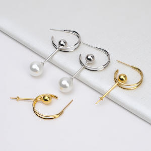 Boucles d'oreilles en argent S925, pentagramme de la comète, pour femme, polyvalentes, 5-7 perles, demi-finies, accessoires personnalisés - Product Image 1