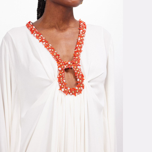 Hồi giáo thêu cổ áo CAPE-tay áo Bead-Tôn tạo Silk-<span class=keywords><strong>georgette</strong></span> áo choàng dài đêm Áo choàng cho phụ nữ - Product Image 3