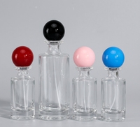 Flacons de parfum ronds en verre transparent de 30 ml, 50 ml, 100 ml, avec logo personnalisé, flacons vaporisateurs vides avec bouchon en forme de boule