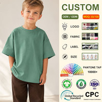 T-shirt graphique personnalisé en gros pour enfants, 100 % coton, coupe oversize et carrée, décontracté d'été, pour bébés garçons et filles, de 3-6 mois à 6 ans