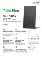 Panneaux solaires Jinko haute puissance 710-735W N-type 66 demi-cellules bifaciales avec double verre 700W 710W 720W en stock