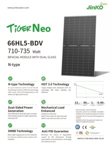 Módulo Bifacial de Alta Potencia Jinko 710-735W Tipo N de 66 Celdas con Doble Vidrio, Paneles Solares de 700W, 710W, 720W en Stock - Product Image 2