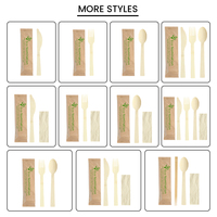 Ensemble de couverts jetables biodégradables pour fête, fourchette, cuillère, couteau, assiettes, ustensiles en bois de bambou pour le camping