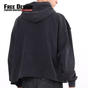 Sudadera con Capucha Oversize Vintage 100% Algodón, Corte Holgado, Tejido de Bucle de 420G, Bajo Cortado, para Hombre - Product Image 3