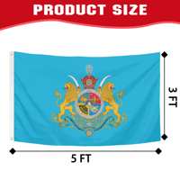 Bendera Iran Persia Biru Langit Grosir 3x5 Ft, Lambang Kerajaan, Desain Mahkota Singa dan Matahari untuk Dekorasi